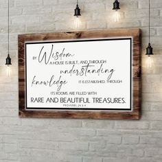 By wisdom a house is built wall art canvas Bible verse wall art canvas Brown / 12 x 8 Bible Verse For Wall Decor, Canvas Bible Verse, Wall Art Horizontal, Wall Art Square, Bible Verse Wall Decor, Christian Art Print, Art Horizontal, Bible Verse Signs, Bible Verse Canvas