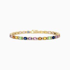 Effy Watercolors 14K Gold Multi Sapphire and Diamond Bracelet, 8.96 TCW Multicolor Jubilee Diamond Bracelet For Formal Occasions, Formal Multicolor Jubilee Diamond Bracelet, Elegant Multicolor Diamond Bracelet For Formal Occasions, Luxury Multicolor Gold Bracelet, Elegant Rainbow Round Bracelets, Elegant Multicolor Gold Bracelet For Formal Events, Elegant Multicolor Gold Bracelet For Formal Occasions, Formal Multicolor Jubilee Bracelet, Luxury Multicolor Tennis Bracelet For Anniversary