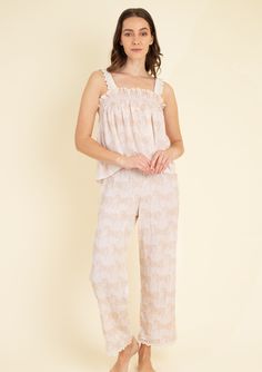 Introducing our new summer pajamas, crafted from super soft and light printed rayon fabric. Featuring our elegant Rossamare print in fresh hues, these pajamas are designed for maximum comfort in equestrian style. This set includes a sleeveless top and elasticated trousers, making it the perfect choice for staying cool and stylish on warm summer nights. Embrace comfort and elegance with our new equestrian-inspired summer sleepwear. 100% rayon Summer Viscose Sleepwear For Loungewear, Summer Viscose Sleepwear, Summer Sleepwear In Viscose, Elasticated Trousers, Summer Sleepwear, Velvet Loafers, Summer Pajamas, Cotton Shirt Dress, Summer Favorites