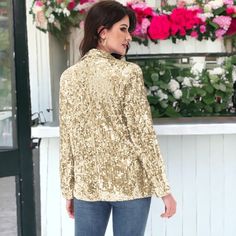 Elevate your wardrobe with the Anna-Kaci Women's Glitter Long Sleeve Open Front Sparkle Party Blazer Jacket, perfect for adding glamour to formal events or a touch of professionalism to everyday outfits. Versatile and stylish, these sparkly sequin blazers can be dressed up or down to suit any occasion effortlessly. Glamorous Christmas Sequin Tops, Glamorous Sparkling Tops For Fall, Spring Party Sequin Fabric With Shimmer, Glamorous Long Sleeve Glitter Tops, Glamorous Winter Sequin Tops, Glamorous Sequin Tops For Winter, Sparkling Evening Tops For Fall, Fall Evening Sparkling Tops, Glamorous Christmas Party Tops