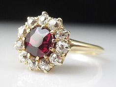 ad eBay - Find many great new & used options and get the best deals for Art Deco Round Garnet & Lab Created Diamond Wedding 14K Yellow Gold Filled Ring at the best online prices at eBay! Free shipping for many products! Vintage Yellow Gold Halo Jewelry, Vintage Gold Ring With Halo, Yellow Gold Cluster Halo Ring For Wedding, Antique 14k Stamped Ruby Wedding Ring, Vintage Round Halo Jewelry, Vintage Halo Round Cut Rings, Classic Red Diamond Ring For Wedding, Elegant 14k Stamped Ruby Wedding Ring, Elegant 14k Stamped Ruby Ring For Wedding