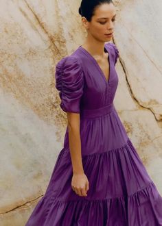 Silk Cotton Maxi Dress Summer Purple Cotton Maxi Dress Summer, Dinner Dresses, Dresses By Color, Bias Cut Dress, Maxi Dresses Fall, Purple Dresses, Cotton Maxi Dress, Embroidered Blouse Designs, Womenswear Fashion