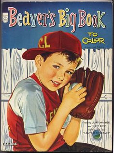 an old children's book with a boy holding a baseball glove