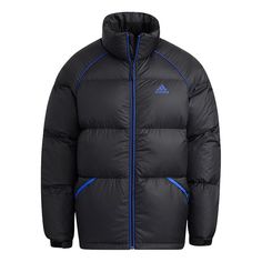 Adidas Super Puffy Jkt Outdoor Sports Down Jacket Black H20750 (Men's/Solid Color) Sporty Down Puffer Outerwear, Sporty Streetwear Puffer Outerwear, Sporty Puffer Outerwear For Streetwear, Sporty Down Puffer Jacket For Winter, Sporty Down Puffer Jacket For Streetwear, Sporty Down Outerwear With Padded Collar, Sporty Puffer Jacket With Padded Collar For Cold Weather, Sporty Nylon Hooded Jacket With Padded Collar, Sporty Nylon Outerwear For Cold Weather