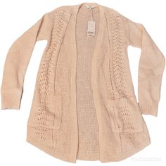 A Pale Baby Pink Long Sleeve Cardigan Sweater. Perfect For The Fall/Winter Season. New With Tags (Nwt) Size: Xs Brand: Candie’s Fabric: 74% Acrylic / 18% Polyester / 8% Nylon Casual Beige Pointelle Knit Cardigan, Cream Pointelle Knit Outerwear With Long Sleeves, Cozy Beige Pointelle Knit Cardigan, Cream Long Sleeve Outerwear With Pointelle Knit, Pink Knit Cardigan For Layering, Pink Knit Cardigan For Casual Wear, Casual Cream Pointelle Knit Cardigan, Spring Cozy Pointelle Knit Cardigan, Cozy Spring Pointelle Knit Cardigan