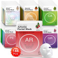 PRICES MAY VARY. 【Natural Ingredients Essence】Face masks skincare with the natural ingredients such as aloe, tea tree, honey, shea butter, coconut and other plant extracts. Facial masks will help improve skin condition, making skin more hydrated and smoothed. 【Suitable for All Skin Types】144 sheets of 48 types facial masks can meet dry, rough and sensitive skin needs, sheet masks are the perfect partner for skin care.Frequently use these facial mask will can effectively remove dry and fine lines Spa Face Mask, Aloe Tea, Masks For Face, Masks Skincare, Face Mask Beauty, Hydrating Facial, Younger Skin, Sheet Masks, Skincare Gift Set