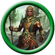 an image of a man with a spear in his hand and green ring around him