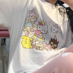 Celebrate Friendship with Our Kawaii Sanrio Friends T-Shirt! 👬👭 🌟 Adorable and Playful: This t-shirt is perfect for adding a touch of cuteness to your everyday outfits. Ideal for showing off your love for the Sanrio characters and celebrating friendship. ✨ Superior Quality: Crafted with precision to ensure top-notch quality. Designed with a comfortable fit and featuring a colorful Sanrio Friends design. 💫 Sanrio Charm: Enjoy the delightful presence of your favorite Sanrio characters on your Hello Kitty Print, Cartoon Friends, Kawaii Summer, Cartoon Hello Kitty, Celebrating Friendship, Friends Design, Kawaii Shirts, Friends T Shirt, Kawaii Sanrio