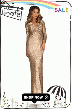 Apricot Long Sleeve V Neck Twist Ruched Sequin Party Maxi Dress Fall V-neck Maxi Dress With Sequins, Apricot V-neck Party Dress, Beige Ruched V-neck Maxi Dress, Gold Embellished V-neck Sequin Dress, Gold Embellished Sequin V-neck Dress, Dresses By Length, Maxi Dress Party, Long Maxi Dress, Women's Fashion Dresses