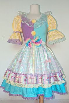 Unicorn Carousel, Candy Clothes, Mint Pastel, Clown Clothes, Fnaf Cosplay, Clown Costume, Dress Halloween Costume, Fantasy Dress, Kawaii Clothes