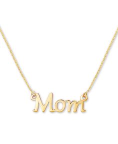 Mom 18" Pendant Necklace in 10k Gold Luxury Yellow Gold Necklace For Mom, Macy's Necklaces For Mother's Day, Gold Name Necklace For Mom, Elegant Pendant Name Necklace For Mom, Yellow Gold Name Necklace Pendant For Mom, 14k Gold Necklace, Perfect Gift For Mom, Necklaces For Mom, Mom Pendant, Spiderman Gifts