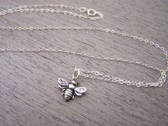 Bumblebee Tiny Sterling Silver Bee Necklace by CYDesignStudio Cute Silver Sterling Silver Charm Necklaces, Handmade Silver Charm Necklace For Her, Handmade Silver Charm Necklace As Gift For Her, Sterling Silver Jewelry With Lobster Clasp For Mom, Handmade Cute Sterling Silver Charm Necklaces, Handmade Sterling Silver Charm Necklace As Gift For Her, Cute Sterling Silver Jewelry Gift, Handmade Dainty Sterling Silver Charm Necklace, Cute Sterling Silver Jewelry Gift For Her