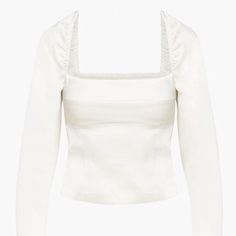 Aritizia Wilfred Fate Blouse Birch *Nwt Original Packaging Feminine Cropped Tops For Workwear, Elegant Padded Cropped Blouse, White Cropped Top For Formal Occasions, Elegant Padded Blouse For Brunch, Fitted Padded Blouse For Date Night, Spring Square Neck Stretch Blouse, Spring Stretch Blouse With Square Neck, Square Neck Stretch Blouse For Spring, White Cropped Tops For Evening