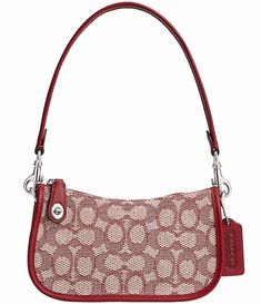 COACH The Coach Originals Swinger 20 Jacquard Shoulder Bag | Dillard's Coach Jacquard Bag, Coach Purse Vintage, Coach Barrel Bag, Navy Shoulder Bag, Cute Coach Purses, Vintage Coach Bag, Trendy Shoulder Bags, Y2k Shoulder Bag, Purse Essentials