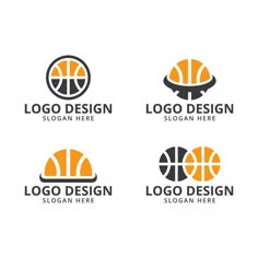 four basketball logos with different designs