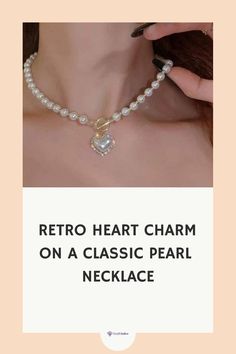 Embrace the beauty of the past with our Retro Heart Charm Pearl Necklace. Ideal for adding a vintage vibe to your accessory game. 🌼 This necklace combines the timeless elegance of pearls with a charming heart pendant. Shop this unique piece at OutfitGalore.com! 💍 Elegant Round Heart Necklace For Wedding, Classic Wedding Necklaces With Heart Pendant, Classic Wedding Necklace With Heart Pendant, Elegant Heart Beads Jewelry As A Gift For Her, Elegant Heart-shaped Jewelry For Jewelry Making, Valentine's Day Pearl Clavicle Chain Necklace, Charming Pendant Necklace For Wedding, Charming Heart-shaped Wedding Jewelry, Elegant Heart Charm Necklace For Weddings