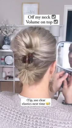 Bob With Clips, How To Pull Up Short Hair Bobs, Easy Pull Back Hairstyles For Short Hair, How To Pull Short Hair Up, How To Pull Up Short Hair, Jaw Clip Hairstyles Short Hair, Short Hair Claw Clip Hairstyles, Claw Hairstyles, Sporty Ponytail