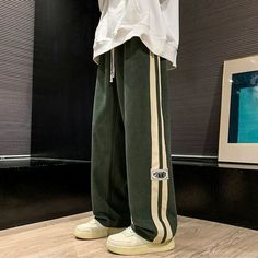 Step up your street style with these Japanese Corduroy Straight Sweatpants. Crafted from 100% cotton, these mid-rise pants feature a drawstring waistband and regular fit for a comfortable fit. Add a bold touch to any outfit with this risk-taking streetwear. Features: -100% Cotton -Mid-rise Waist -Drawstring Waistband -Regular Fit -Street Style Straight Sweatpants, Men Pants, Free Socks, Corduroy Fabric, Fashion App, High Fashion Street Style, Drawstring Pants, Men's Sweatpants, Khaki Green