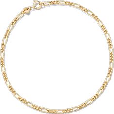 Gold Figaro Chain Link Bracelet, Oval Link Figaro Chain Gold Bracelet, 14k Gold Figaro Chain Bracelet, Classic Gold Link Bracelet With Delicate Chain, Classic Link Bracelets With Delicate Chain, Classic Link Bracelet With Delicate Chain, Classic Bracelets With Delicate Chain Link, Yellow Gold Bracelet With Figaro Chain, Dainty Figaro Chain Bracelet For Formal Occasions