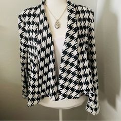 Did Someone Say Houndstooth?? New Condition/Never Worn Long Sleeves/Waist Length Smoke Free Ty For Stopping By My Closet Casual Black Houndstooth Blazer, Casual White Houndstooth Outerwear, Casual Fitted Houndstooth Outerwear, Houndstooth Jacket, New Directions, Waist Length, Jackets & Coats, Jackets For Women, Long Sleeves