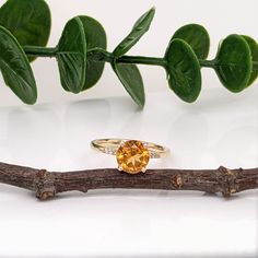 Citrine Ring in Solid 14k Yellow Gold w Natural Diamond Accents | Brilliant Cut Round 7mm | November Birthstone | Orange Gemstone | Fall Clean Metal, How To Clean Metal, Citrine Stone, Citrine Ring, Ring Stone, November Birthstone, Shop Policies, Prong Setting, Citrine