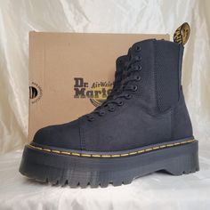 Us Womens 8 Mens 7 Uk 6 Eu 39 Best Fit Womens 8-8.5 Like New In Box Discontinued Style Chunky 1.75in Quad Soles Elastic Gussets For Easy On/Off Some Of The Comfiest Docs Out There!! Suede Boots With Branded Insole For Streetwear, Black Suede Boots For Streetwear, Black Suede Boots With Leather Footbed, Black Suede Lace-up Boots With Rubber Sole, Black Suede Boots With Branded Insole, Suede Boots With Lug Sole For Streetwear, Suede Boots With Leather Sole For Streetwear, Suede Ankle-high Boots For Streetwear, Ankle-high Suede Boots For Streetwear