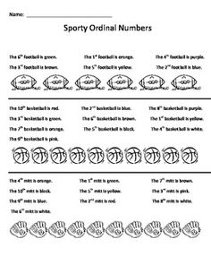 Sporty Ordinal Numbers Worksheet Common Core Writing, Common Core Math ...