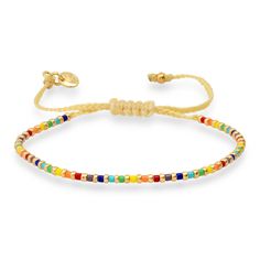 Gold & Rainbow Beaded Bracelet Bracelet Stack Gold, Sparkly Bracelets, Friendship Bracelets With Beads, Rainbow Bracelet, Rainbow Beads, Miyuki Beads, Bracelet Stack, The Rainbow, Beaded Bracelet