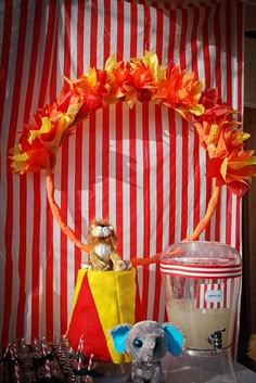 a circus themed birthday party with candy and decorations