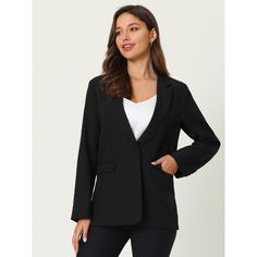 Keep your look semi-formal and fashion in spring weather with this office blazer from Hobemty, featuring long sleeve, 1 button, notch lapel collar. Comfortable and classic, pair with semi-formal shirt or dress for a chic office look. Focused on Ladies' Semi-Formal Wear - This blazer can be a perfect addition to almost any outfit from formal to daily wear, great for work, meeting, office, businesses, work, party, cocktail, wedding, casual, daily dressing, etc. Notched Solid Color Formal Blazer, Solid Notched Blazer For Formal Occasions, Notch Lapel Blazer In Solid Color For Work, Notched Solid Blazer For Work, Solid Lapel Collar Blazer For Work, Solid Color Notched Blazer For Workwear, Notched Blazer For Work, Career Notched Blazer With Single Button, Solid Notched Blazer For Workwear