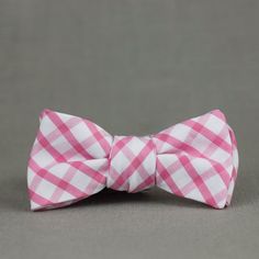 bubblegum pink windowpane self tie bow tie // Pink and white plaid bow tie  // pink gingham bow tie White Bow Tie For Spring, Classic Adjustable Pink Bow Tie, Pink Bow Tie For Summer Formal Events, Adjustable Pink Bow Tie For Black Tie Events, Pink Bow Tie Gift, Pink Bow Tie For Gift, Pink Bow Tie As Gift, Pink Bow Tie Perfect As Gift, Pink Bow Tie For Spring Formal Events