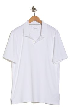 Cotton fabrication furthers the comfort of a sporty polo framed by short sleeves for summery appeal. 28" length (size Medium) Partial placket Spread collar Short sleeves 100% cotton Machine wash, tumble dry Imported Classic Short Sleeve Polo Shirt For Spring, Classic Spring Polo Shirt For Golf, Classic Collared Polo Shirt For Summer, Classic White Polo Shirt For Everyday, Classic Polo Shirt For Summer, Classic Summer Polo Shirt With Relaxed Fit, Classic Relaxed Fit Polo Shirt For Summer, Casual Everyday White Polo Shirt, Calvin Klein Spring Tops For Everyday Wear