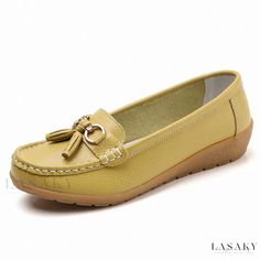 Lasaky - Hollow Leather Shoes with Soft Sole, Slope Heel, and Perforated Design Womens Leather Shoes, Shoe Stores, Moccasins Shoes, Sitges, Leather Flat Shoes, Shoe Covers, Platform Heel, Leather Shoes Woman, Womens Shoes Wedges