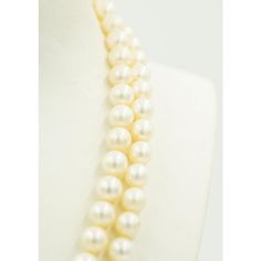 Simply elegant 16" double strand of 8.25mm cultured pearl beads necklace.  The pearls are silvery white in color and have a smooth round shape and nice luster.  The clasp is a square box with a single figure eight safety.  The top strand is 16" and the second strand drapes below - it is approximately 18".  knotted between each pearl.  The width below is an approximate since the two strand might lay differently on different people. Classic Cream Necklace With Pearl Chain, Classic Cream Pearl Chain Necklace, Luxury White Double Strand Pearl Necklace, Classic Double Strand Pearl White Necklace, Double Strand Pearl Necklace For Formal Occasions, Formal Double Strand Pearl Necklace With Pendant, Classic Cream Pearl Necklace With Pearl Charm, Formal Double Strand Pearl Necklace, Classic Double Strand Pearl Pendant Necklace