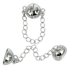 "This sterling silver flattened-round magnetic clasp has a 1.5\" length of safety chain and double loops for multistrands. Its rounded shape is a very popular choice for jewelers, jewelry designers and artists to combine with any design. Rare earth magnets pull both sides of the clasp together for a secure and well-aligned closure. This clasp is dimensions are: clasp size: 10mm x 7mm    weight: 3.21 grams See our other Etsy listings for settings and bails or visit our website at silviafindings.com for thousands more findings, settings, bails, chains, wire, and more all in .925 sterling silver or gold. YES! We do custom work! We are the factory so we're able to create anything you can imagine (well, anything jewelry related within reason!). And at prices that you won't believe (fixed price Silver Metal Jewelry With Extender, Sterling Silver Link Jewelry With Extender, Magnetic Silver Metal Jewelry, Silver Link Jewelry With Extender, Magnetic Silver Round Jewelry, Adjustable Sterling Silver Nickel-free Locket Necklace, Adjustable Multi-strand Nickel-free Necklace, Nickel-free Adjustable Full Circle Jewelry, Adjustable Nickel-free Silver Beads