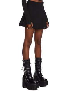 cuz you're takin' namez, babe. This pleated mini skirt has a high waist fit, an adjustable belt design, and a side zip closure. Burn Book, Belt Design, Pleated Mini Skirt, Adjustable Belt, Beauty Accessories, Platform Boots, Dolls Kill, Black Media, Pleated Skirt