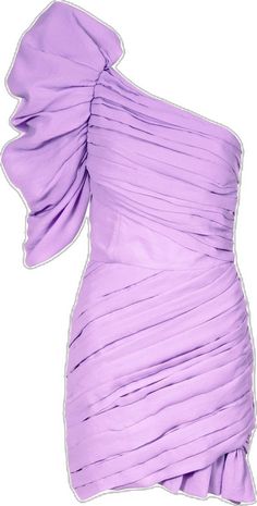 Purple One Shoulder Evening Mini Dress, Purple Draped Evening Dress, Draped Purple Evening Dresses, Purple Ruched One-shoulder Dress, Purple Ruched Mini Dress For Cocktail, Lavender Ruched Dress For Party, Purple Asymmetrical Evening Dress, Formal Purple Ruffled Mini Dress, Asymmetrical Purple Evening Dress