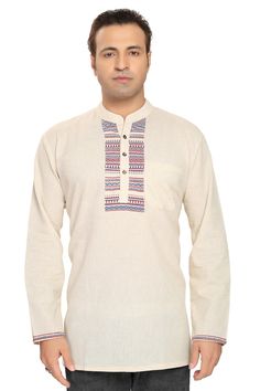 Cream with stylish yoke short kurta Product Features:   Color: Cream Fabric: Blended Cotton Pattern: Plain Sleeve: Full Sleeve Collar: Mandarin Occasion: Casual Formal Ethnic Evening  Wash Care: First Dry Clean, Mild Hand Wash Only, Do Not Bleach Disclaimer: There will be slight difference in digital to actual image Summer Handloom Long Sleeve Kurta, Eid Long Sleeve Kurta With Yoke Detail, Eid Kurta With Yoke Detail And Long Sleeves, Long Sleeve Kurta With Yoke For Eid, Casual Tops With Resham Embroidery For Festive Season, Casual Summer Festive Kurta, Navratri Long Sleeve Kurta With Woven Motifs, Traditional Handloom Top For Navratri, Embroidered Casual Kurta For Festive Occasions