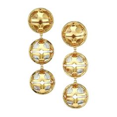 Brand New Miller Statement Earrings By Tory Burch. Gold-Tone Sphere Encloses Transparent Glass Inside. Pearl Cluster Earrings, Tory Burch Earrings, Simple Stud Earrings, Beaded Tassel Earrings, Mother Of Pearl Earrings, Tory Burch Jewelry, Gold Statement Earrings, Link Earrings, Beaded Hoop Earrings