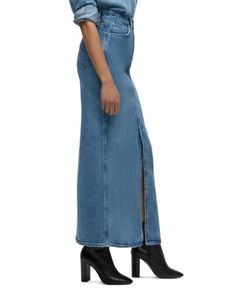 Hudson Denim Maxi Skirt Fitted High Rise Skirt For Fall, Fall Fitted Mid-rise Skirt, High Rise Skirt For Workwear, Fall Season, High Rise Skirt For Fall Workwear, Chic Full-length Denim Skirt For Spring, Spring Chic Full-length Denim Skirt, Chic Full-length Denim Skirt For Fall, High Rise Fitted Denim Skirt With Five Pockets, Chic Full Length Denim Skirt For Fall