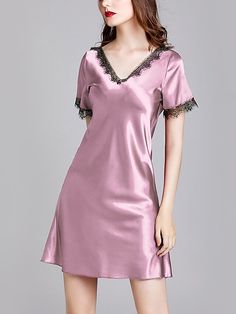 Selling Points1.Gender:Womens2.Dresses Type:Pink Dress3.Neckline:V Neck4.Design:Lace5.Sleeve Length:Sleeveless6.Season:SummerSpring7.Dress Length Type:Mini DressSpecificationsGenderWomensStyleCozy,Daily,SexyOccasionLounge,HomeDresses TypeNight Dress,Pink Dress,Summer Dress,Sheath Dress,A Line DressNecklineV NeckFabricPolyesterDesignPatchwork,LaceSleeve LengthSleevelessElasticityMicro-elasticPatternColor BlockSeasonSummer,SpringDress Length TypeMini Dress2023 TrendsLaceSize ChartINCHCMSizeFit ... Satin V-neck Mini Dress For Sleep, Elegant Short Sleeve Night Dress, Elegant Short Sleeve Dresses For Night, Satin V-neck Mini Dress With Lace Trim, Pink Fitted Dress For Night, Fitted Pink Dress For Night, Fitted V-neck Mini Dress For Sleep, Satin Mini Dress With V-neck For Sleep, Pink V-neck Sleep Mini Dress