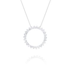 14kt White Gold Circle Diamond Pendant: Round diamonds Open circle design Circle diameter: 1" Length: 16" Diamond White Brilliant Cut Round Diamond Necklace, Luxury Round Diamond Necklace With Halo Setting, Brilliant Cut Diamond White Round Necklace, Cubic Zirconia Halo Diamond Necklace, Luxury Round Halo Diamond Necklace, Diamond White Single Cut Round Diamond Necklace, Single Cut Diamond White Round Necklace, Dazzling Round Halo Diamond Necklace, Circle Diamond Necklace With Brilliant Cut