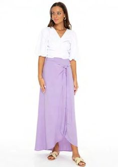 This Lilac Wrap Skirt is made of 100% Rayon which gives you a super lightweight feel. It is the perfect skirt to take on vacation. COLOR: LILAC 100% Rayon Hand made in Indonesia Womens Skirts, Feel It, On Vacation, Wrap Skirt, Sales Gifts, Maxi Skirt, Lilac, Womens Skirt, Hand Made