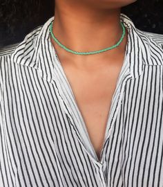 "Turquiose Bead Choker - Turquiose Choker - Green Turquoise Choker - Beaded Choker - Seed Choker - Stretch Choker - Green Choker - Seed Bead Choker  * D E T A I L S * This choker is made with size 8 Seed Beads that are strung onto durable Stretch Cord. * S I Z E * This choker is available in the following sizes: 11 inches 11.5 inches 12 inches 12.5 inches 13 inches 13.5 inches 14 inches 16 inches 18 inches Each choker comes with a 2\" extension chain. * Q U E S T I O N S  * If you have any quest Turquoise Beaded Necklace With Tiny Beads, Turquoise Beaded Necklaces With Round Beads For Summer, Summer Turquoise Beaded Necklaces With Round Beads, Beaded Turquoise Necklace With Round Beads For The Beach, Turquoise Beaded Necklace With Large Beads For Summer, Summer Turquoise Beaded Necklaces With Colorful Beads, Green Beaded Necklaces With Large Beads For Summer, Turquoise Gemstone Beads For Beach, Adjustable Turquoise Beaded Necklace