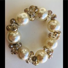 Nwot Classic Faux Pearls And Champagne Beads Stretch Bracelet. Will Fit Any Size Wrist. White Pearl Stretch Bracelet For Party, White Pearl-embellished Bracelet For Party, White Pearl Embellished Bracelets For Party, Elegant Pearl Beaded Stretch Bracelet, Elegant Beaded Pearl Stretch Bracelet, Party Pearl Stretch Bracelet With Round Beads, Elegant Large Beads Bracelets For Party, Elegant Party Stretch Bracelet With Large Beads, Elegant Party Bracelets With Large Beads