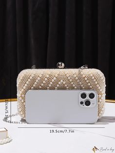 Bird in Bag - Exquisite Womens Evening Bag: Embellished with Faux Pearls and Rhinestones, Elegantly Crafted Crossbody Bag for Weddings, Parties, Balls, and Banquets, Showcasing a Stylish and Sophisticated Minimalist Design Embellished Rectangular Clutch For Banquets, Embellished Rectangular Clutch For Banquet, Embellished Clutch For Banquet, Elegant Wedding Clutch Box Bag, Elegant Wedding Box Bag Clutch, Handheld Bags With Pearl Embroidery For Party, Party Clutch With Pearl Handle In Beige, Handheld Pearl Embroidery Bag For Party, Rectangular Clutch For Banquet