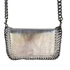 Nwot Borse In Pelle Genuine Leather Silver Clutch Crossbody Chain Made In Italy Made In Italy Goes Anywhere, All Occasions, Perfect Travel Bag. * Convertible 2 In 1 Bag - Crossbody Or Clutch * Silver Leather * Detachable Chain Strap * Whipstitching Around The Bag * Chain Detail Around The Bag * Silver-Tone Hardware * Magnetic Closure Flap * Zipper Closure Under Flap Size Approx. 8.5"W X 5.5"H X 1.5" D New Without Tags Convertible Bag, Clutch, Crossbody, Silver, Glam, Casual, Music Festival, Gues Everyday Shoulder Clutch With Chain, Silver Crossbody Shoulder Bag With Chain Detail, Silver Crossbody Shoulder Bag With Chain, Silver Chain Crossbody Shoulder Bag, Daily Use Rectangular Wallet On Chain, Leather Rectangular Bag With Chain Detail, Rectangular Leather Bag With Chain Detail, Chic Silver Shoulder Bag With Chain, Silver Chain Bag For Everyday