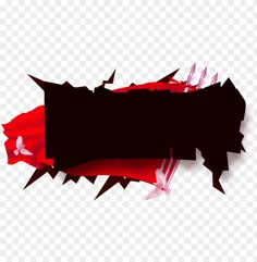 a torn piece of paper with red and black paint on the edges, transparent background