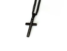 Personalized Cross Necklace - Custom Engraved Men's and Boys Cross Necklace Add a touch of elegance and sentimentality to your jewelry collection with our Personalized Cross Necklace. This beautifully crafted piece is perfect for men and boys, making it a versatile accessory for any occasion. Whether you're looking for a meaningful gift for a loved one or a special treat for yourself, this engraved cross necklace is sure to make a lasting impression. Key Features: Custom Engraving: Personalize t Personalized Black Cross Pendant Necklace, Personalized Black Spiritual Necklaces, Personalized Spiritual Black Necklaces, Black Spiritual Jewelry For Father's Day, Spiritual Black Jewelry For Father's Day, Black Cross Pendant Jewelry For Father's Day, Personalized Black Jewelry For Memorial, Black Stainless Steel Jewelry For Memorial, Black Stainless Steel Necklace For Memorial