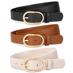 PRICES MAY VARY. The simple design of this women leather belt combines modern and classic elements, showing a fashion-forward atmosphere and adding a sense of personality and fashion to your overall look. Made of high-quality PU leather, the belt has a soft and comfortable texture. Whether it is paired with casual or formal wear, it can become your highlight and show your taste and style. This fashion leather belt offers a variety of size options to fit people of different waist sizes, allowing Leather Dress Fashion, Trendy Belts, Belt For Jeans, Fit People, Work Belt, Waist Belts, Branded Belts, Belt Style, Casual Accessories